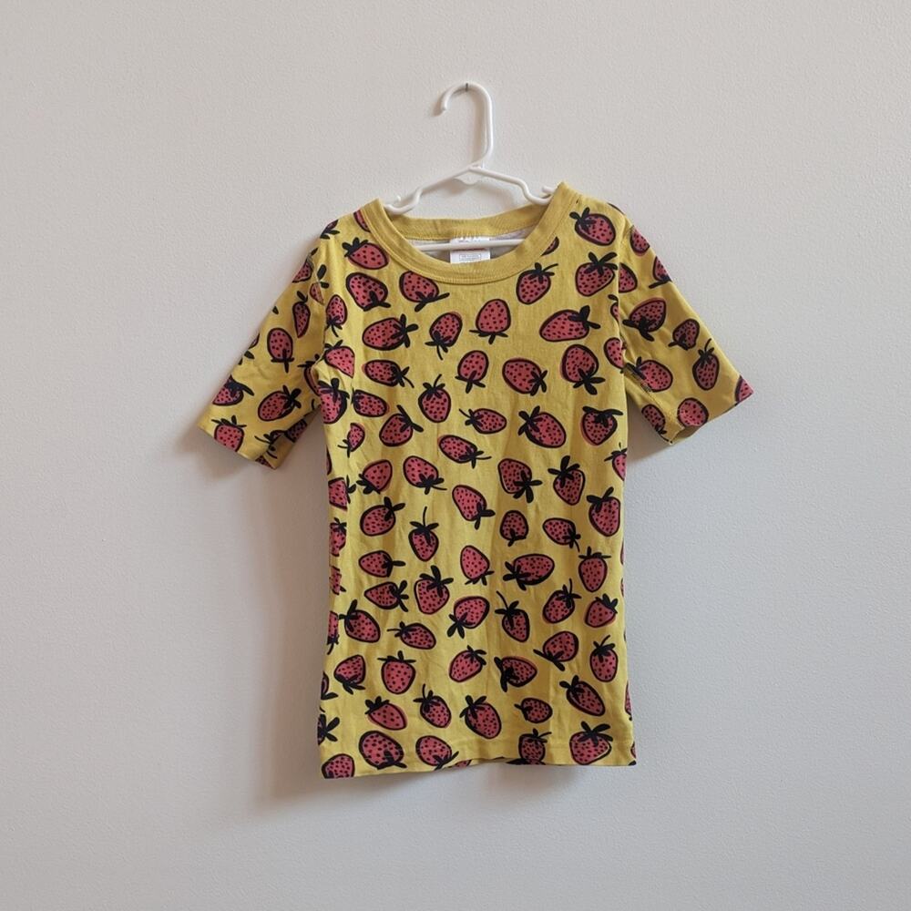 Hanna Andersson Pajamas Kids Sz 12 Yellow Strawberry Organic Shorties